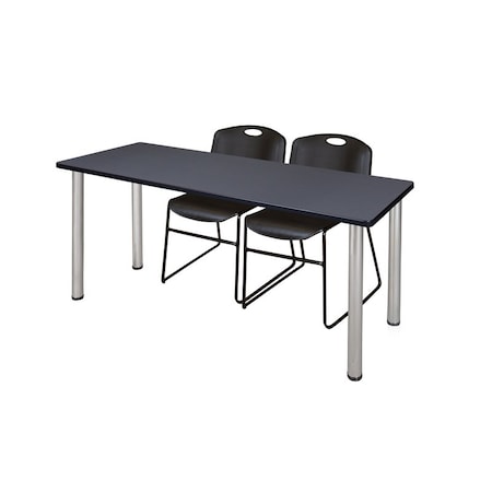 Kee Rectangle Tables > Training Tables > Kee Table & Chair Sets, 66 W, 24 L, 29 H, Grey MT6624GYBPCM44BK